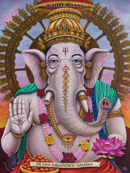 "Ganesha" - Lord Ganesha Remover of Obstacles Canvas Giclee Print