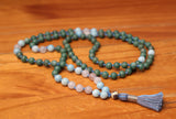 108 Bead Mala Necklace with Storage Bag - African jade, lepidocrocite, amazonite and oolite jasper