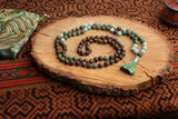 108 Bead Mala Necklace with Storage Bag - Bronzite, African jade, amazonite and eagles eye