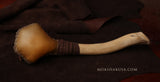 Handmade Elk Rattle with Leather, Driftwood Handle - Hand Painted Eye Emblem
