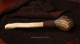 Handmade Elk Rattle with Leather, Driftwood Handle - Hand Painted Eye Emblem