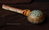 Handmade Elk Rattle Large Round and Flat with Painted Peyote Emblem
