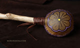 Handmade Elk Rattle Large Round and Flat with Painted Flower