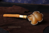 Handmade Elk Rattle with Devils Club Handle and Leather Wrap