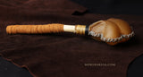 Handmade Elk Rattle with Devils Club Handle and Leather Wrap