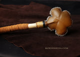 Handmade Elk Rattle with Devils Club Handle and Leather Wrap