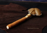 Handmade Elk Rattle with Devils Club Handle and Leather Wrap