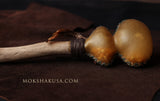 Handmade Double Chamber Elk Rattle with Leather and Feathers