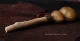 Handmade Double Chamber Elk Rattle with Leather and Feathers