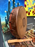 14 inch Hand Painted Elk Frame Drum and Palm Rattle Kit - with Deluxe Mallet