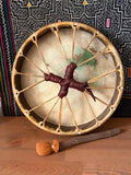 16 inch PAINTED Elk Frame Drum with Peyote Symbol - with Mallet