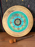 16 inch PAINTED Elk Frame Drum with Peyote Symbol - with Mallet