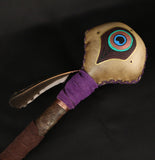 Handmade Painted Peacock Rattle with Feather