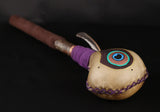 Handmade Painted Peacock Rattle with Feather