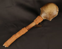 Handmade Painted Peacock Rattle with Leather Handle and Feathers