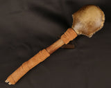 Handmade Painted Peacock Rattle with Leather Handle and Feathers