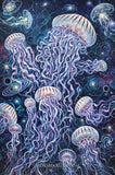 giclee print of cosmic jellyfish in a universe setting