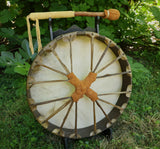 handmade buffalo frame drum, shamanic drum, ceremony drum with deluxe mallet for sale 