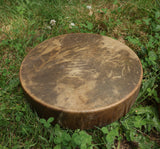 shamanic ceremony hand drum frame dum 14 inches in size with a mallet  made of elk hide and a maple frame.