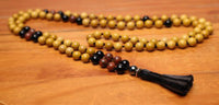 108 Bead Mala Necklace with Storage Bag - Mookalite, red jasper, obsidian and pyrite