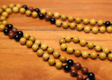 108 Bead Mala Necklace with Storage Bag - Mookalite, red jasper, obsidian and pyrite